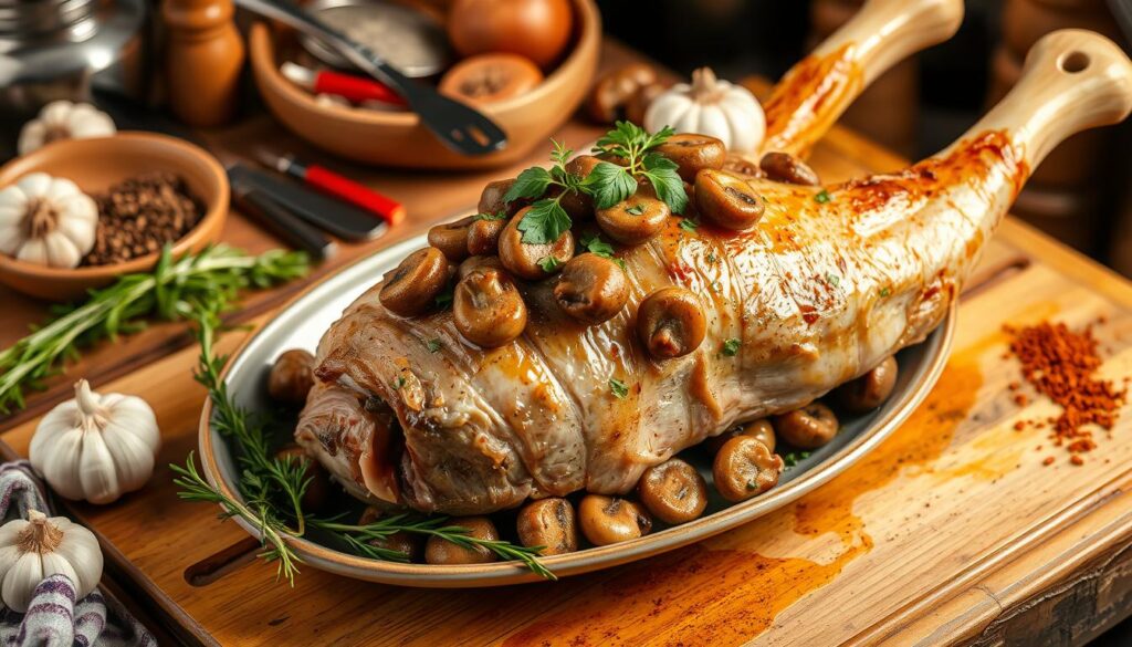 domowy przepis na karkówkę pieczoną z pieczarkami